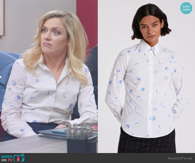 Paul Smith Moons Slim-Fit Shirt worn by Sadie Ryan (Harriet Dyer) on American Auto