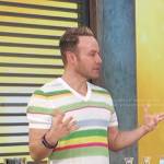 Paul Zahn’s striped knit tee on Access Hollywood