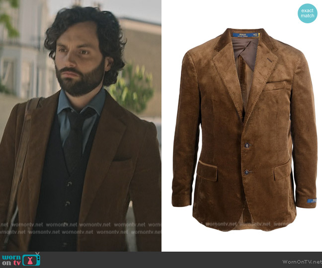 Ralph Lauren Single-breasted Corduroy Blazer worn by Joe Goldberg (Penn Badgley) on You