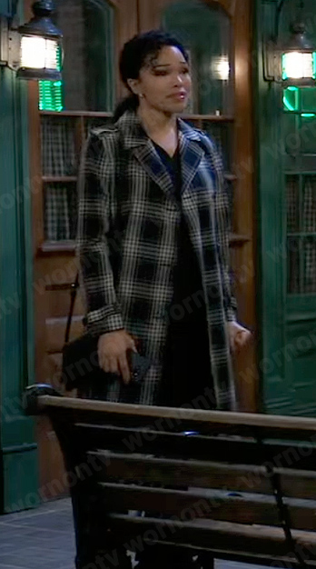 Portia’s plaid trench coat on General Hospital