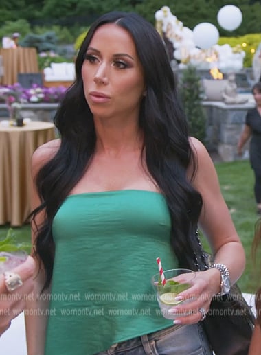 Rachel’s green asymmetric top on The Real Housewives of New Jersey