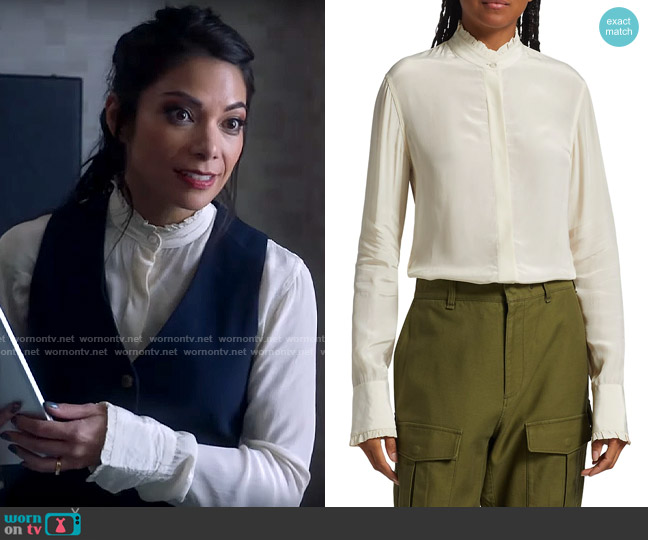 Rag and Bone Jordan Blouse in Ivory worn by Helen Tasker (Ginger Gonzaga) on True Lies