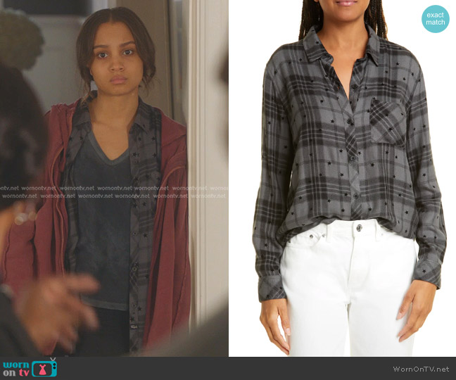 Rails Hunter Plaid Shirt in Iron Black Stars worn by May Grant (Corinne Massiah) on 9-1-1