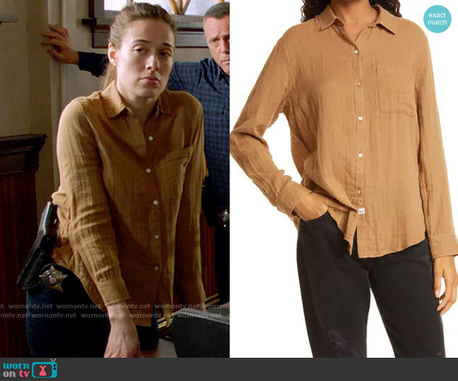 Rails Ellis Shirt in Toasted Coconut worn by Kim Burgess (Marina Squerciati) on Chicago PD
