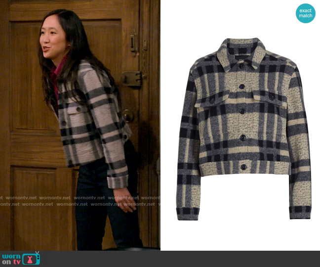 Rails Steffi Jacket in Tan Pacific Check worn by Ellen (Tien Tran) on How I Met Your Father
