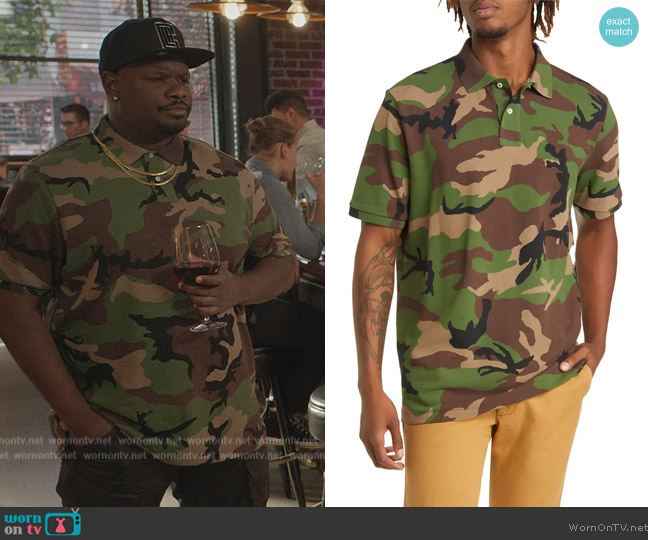 Polo Ralph Lauren Classic Fit Camo Pique Polo worn by Sherm Jones (Carl Tart) on Grand Crew