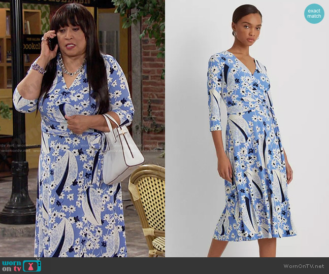 Ralph Lauren Floral Surplice Jersey Dress worn by Paulina Price (Jackée Harry) on Days of our Lives