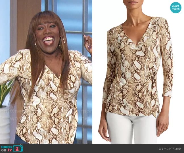 Ralph Lauren Printed Stretch Jersey Top worn by Sheryl Underwood on The Talk