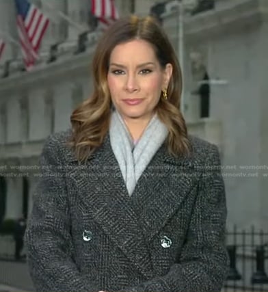 Rebecca’s grey double breasted wool coat on Good Morning America