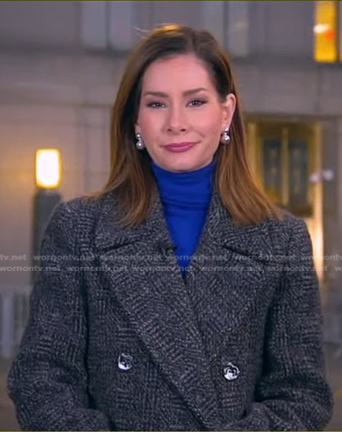 Rebecca’s grey double breasted wool coat on Good Morning America