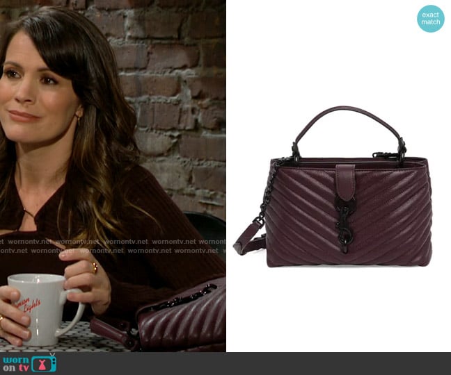 Rebecca Minkoff Edie Bag in Malbec worn by Chelsea Lawson (Melissa Claire Egan) on The Young and the Restless