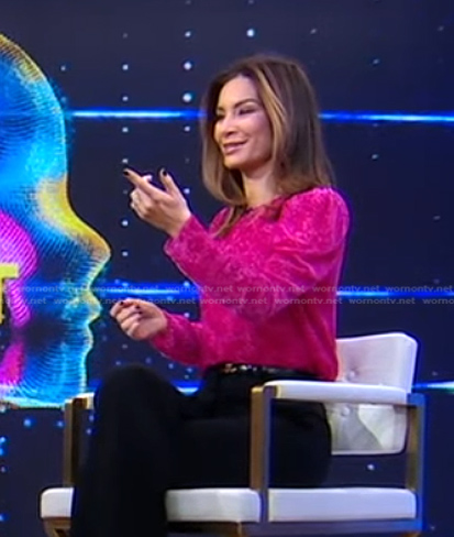 Rebecca’s pink velvet burnout top on Good Morning America