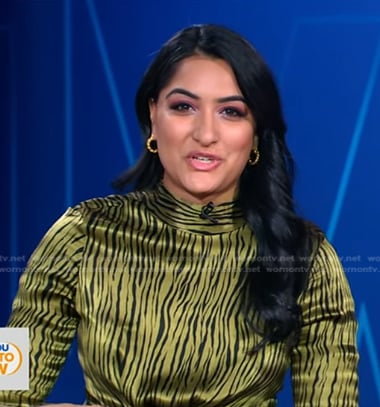 Reena Roy’s green animal print dress on Good Morning America