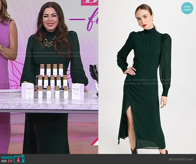 Reformation Aude Dress in Forest worn by Bobbie Thomas on Today