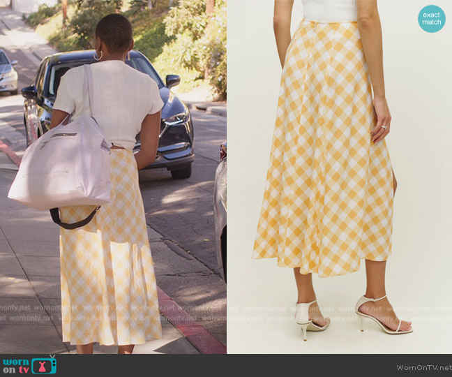 Reformation Zoe Skirt worn by (Ashleigh Morghan) on Grand Crew