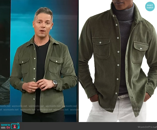 Reiss Bonucci Corduroy Overshirt worn by Jason Kennedy on Access Hollywood