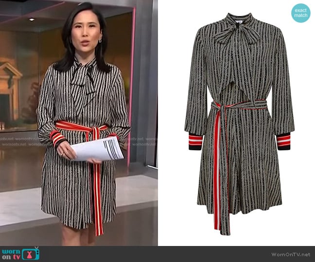 Reiss Robyn Tie-Neck Minidress worn by Vicky Nguyen on NBC News Daily