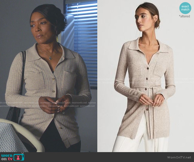 Reiss Corrin Cardigan in Oatmeal worn by Athena Grant (Angela Bassett) on 9-1-1