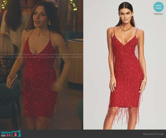 Retrofete Billie Fringe Dress worn by Billie Connelly (Sara Shari) on Sex/Life