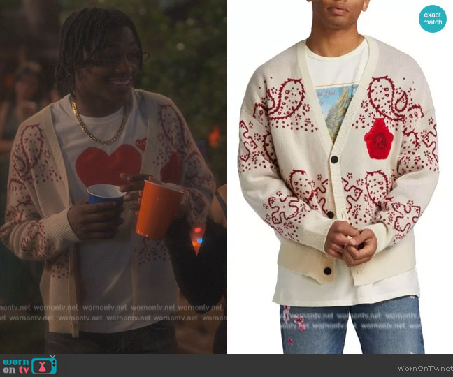 Rhude Bandana Stripe Cardigan worn by Zeke (Ceyair J Wright) on Grown-ish