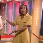 Robin’s beige pleated shirtdress on Good Morning America