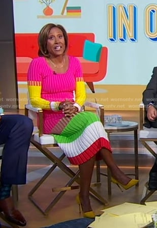Robin’s colorblock ribbed dress on Good Morning America