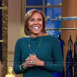 Robin’s green long sleeve jersey dress on Good Morning America