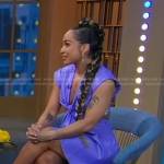 Robin Arzón’s purple cutout leather dress on Good Morning America