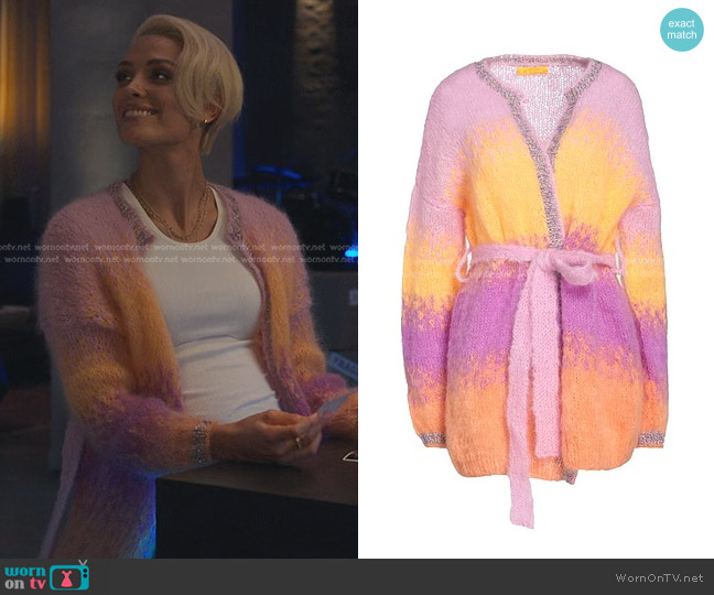Rose Carmine Embellished Cardigans In Apricot worn by Gigi (Wallis Day) on Sex/Life