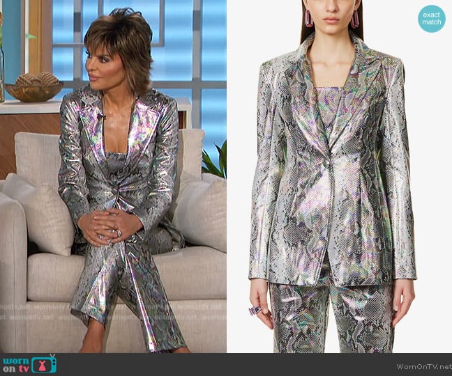 Rotate Fitted Python PU Blazer worn by Lisa Rinna on The Talk