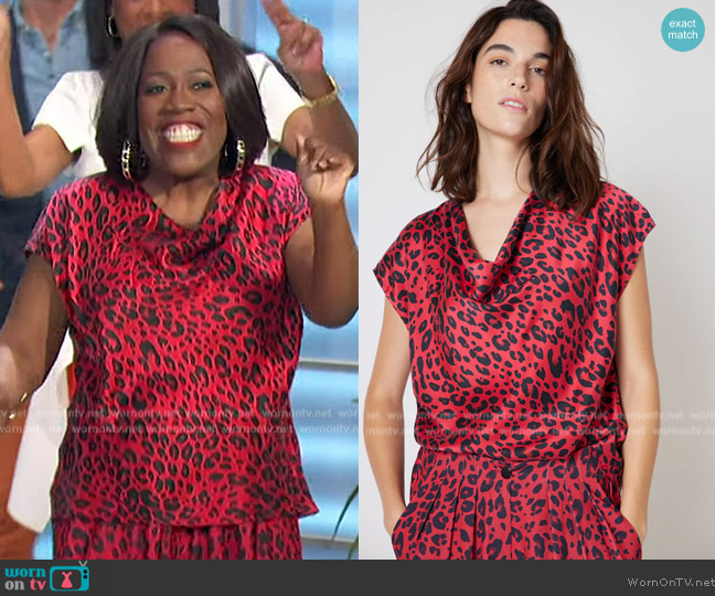 Ruti Washable Silk Cowl Neck Top worn by Sheryl Underwood on The Talk