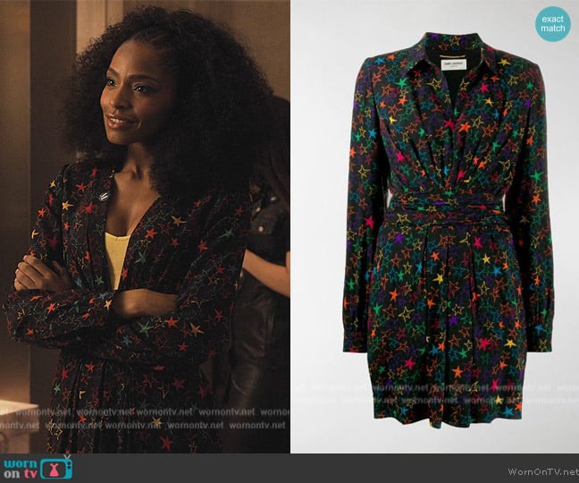 Saint Laurent Black Star Print Dress worn by Sasha Snow (Margaret Odette) on Sex/Life