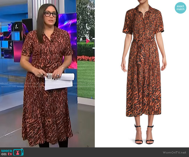 Sandro Eliza Animal-Print Belted Shirtdress worn by Savannah Sellers on NBC News Daily