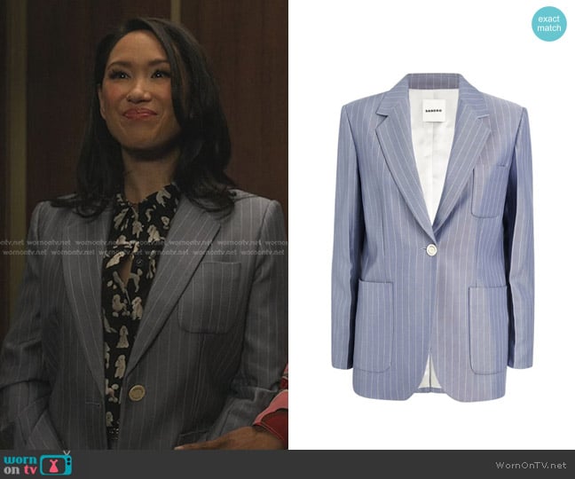 Sandro Huguita Single-Breasted Blazer worn by Paisley (Alli Chung) on Sex/Life