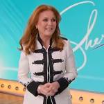 Sara Ferguson’s white contrast embroidered jacket on Sherri