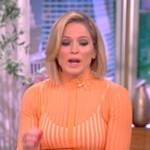 Sara’s orange sheer panel sweater dress on The View