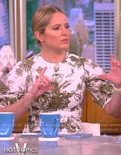 Sara’s white and green floral print dress on The View