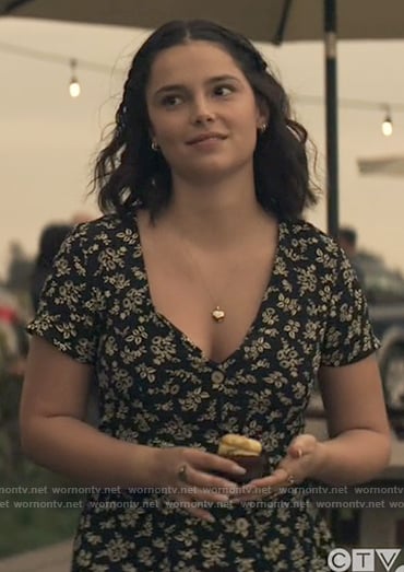 Sarah’s black floral dress on Superman and Lois