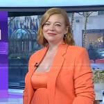 Sarah Snook’s orange pleated dress and blazer on Today