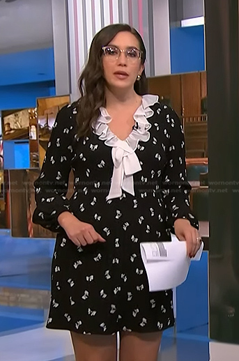 Savannah’s black bow print ruffle dress on NBC News Daily