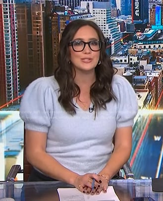 Savannah’s blue puff sleeve sweater on NBC News Daily