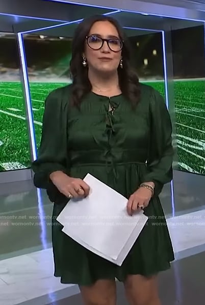 Savannah’s green tie front satin dress on NBC News Daily