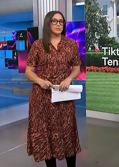 Savannah’s pink animal print shirtdress on NBC News Daily