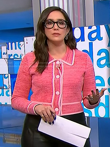 Savannah’s pink contrast trim cardigan on NBC News