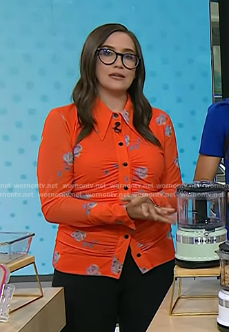 Savannah’s orange floral ruched shirt on Today