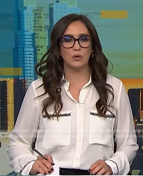 Savannah’s white contrast trim shirt on NBC News Daily