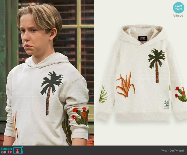 Scotch & Soda Embroidered Organic Cotton Hoodie worn by Jake (Luke Busey) on Bunkd