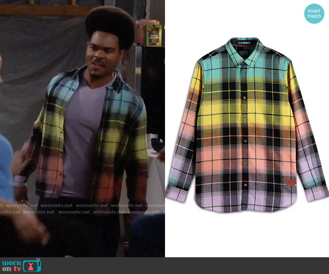 Scotch & Soda Gradient Flannel Check Shirt worn by Carter (Julian Gant) on Call Me Kat