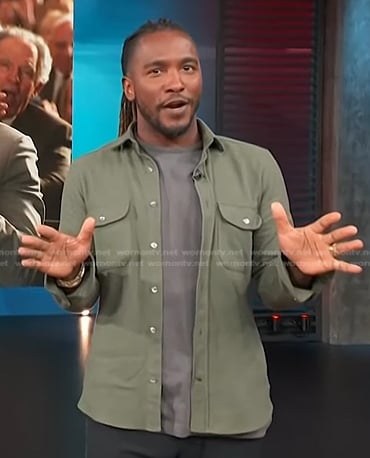 Scott’s green button down shirt on Access Hollywood