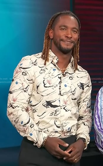Scott’s ivory abstract print shirt on Access Hollywood